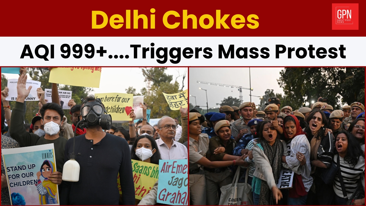 Delhi Pollution Protest | Activists Protect at India Gate | Delhi AQI Today || Great Post News